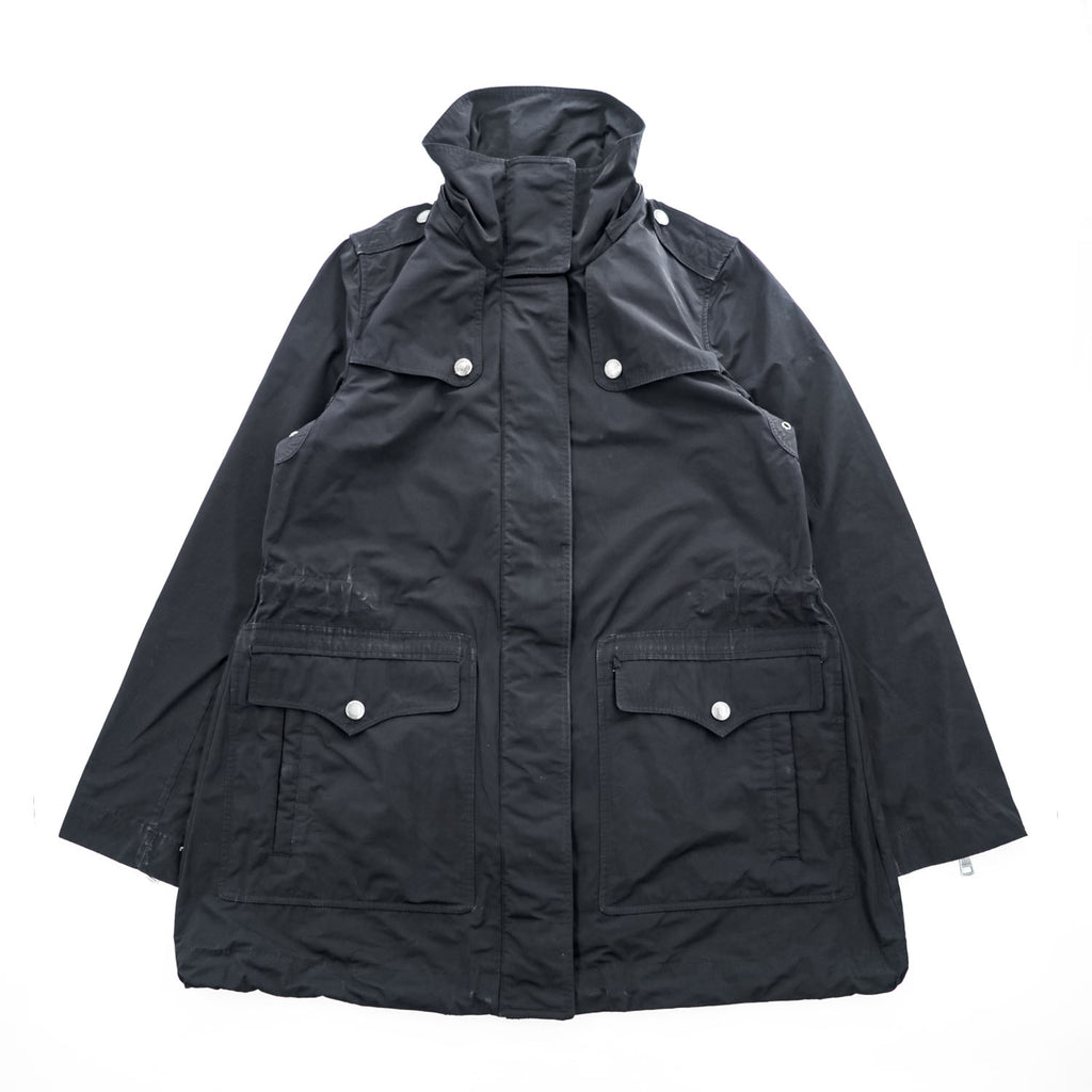 BURBERRY BRIT フード着脱式 コート テクニカル フィールドパーカー XL ブラック ドローコード ダブルジップ