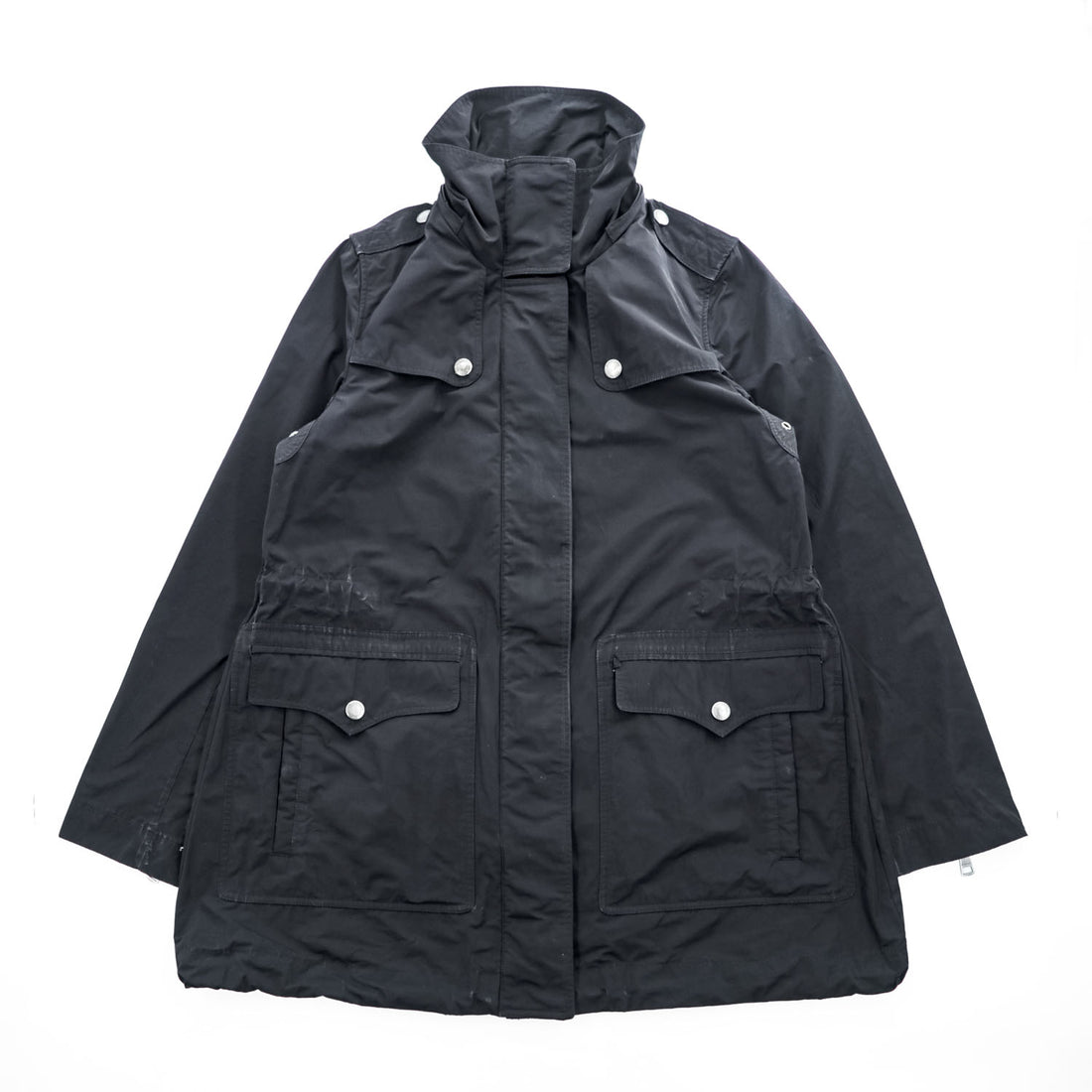 BURBERRY BRIT フード着脱式 コート テクニカル フィールドパーカー XL ブラック ドローコード ダブルジップ