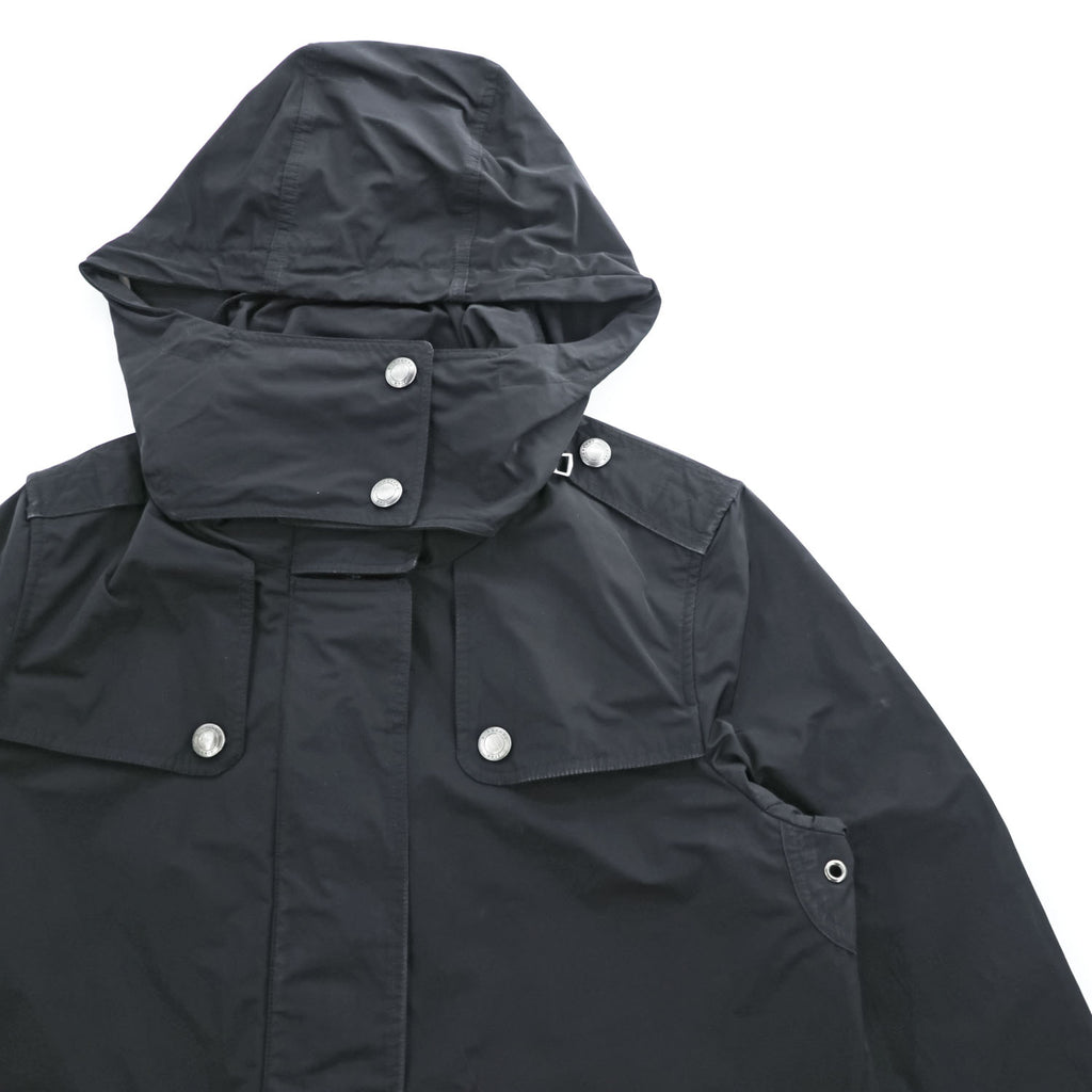BURBERRY BRIT フード着脱式 コート テクニカル フィールドパーカー XL ブラック ドローコード ダブルジップ