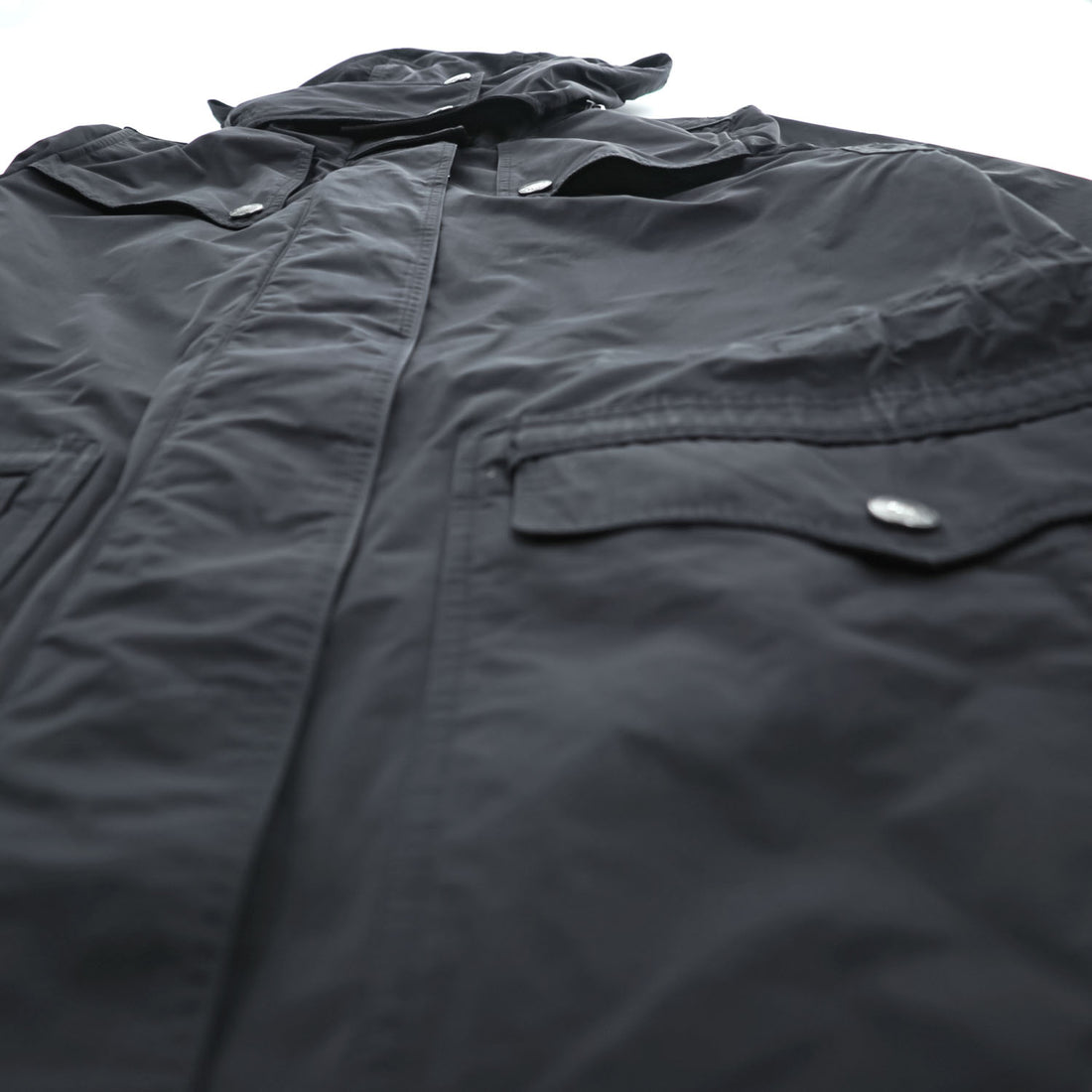 BURBERRY BRIT フード着脱式 コート テクニカル フィールドパーカー XL ブラック ドローコード ダブルジップ