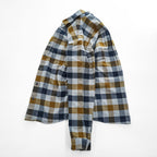 Eddie Bauer 長袖 フランネルシャツ L グレー ネイビー チェック CLASSIC FIT ボタンダウン 胸ポケット 0156
