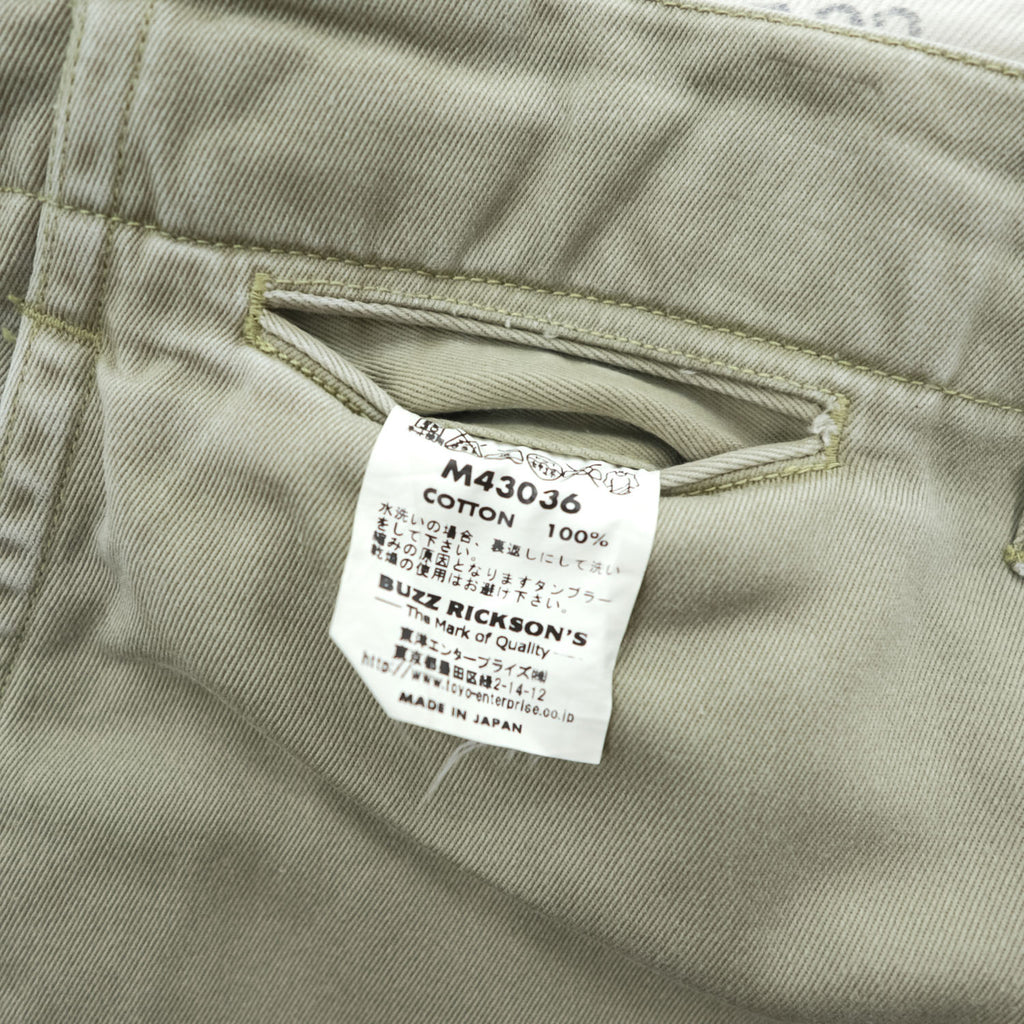 BUZZ RICKSON'S 日本製 アーリー ミリタリー チノパンツ L ベージュ ワイド 1942年モデル US ARMY ボタンフライ M43036
