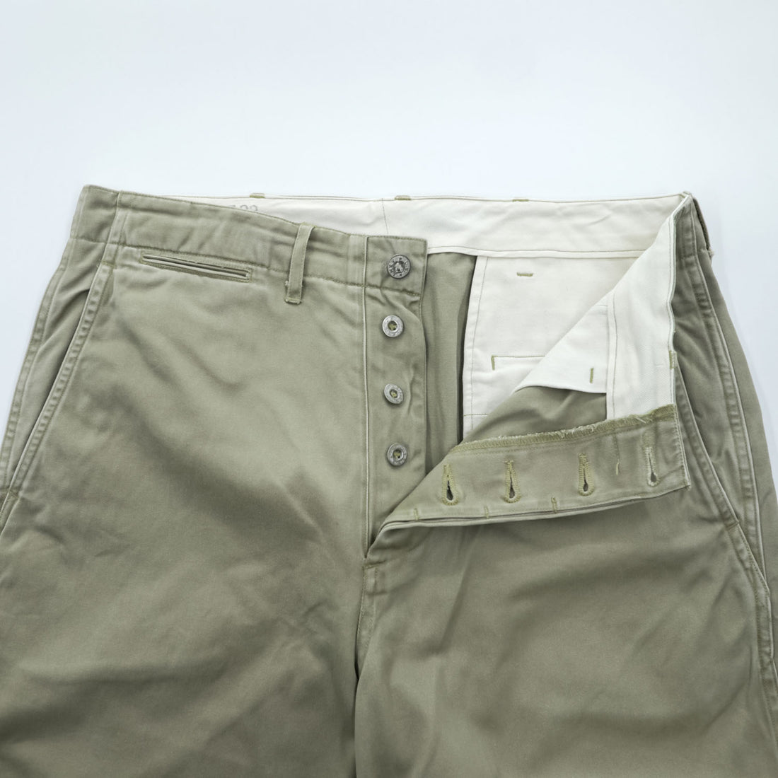 BUZZ RICKSON'S 日本製 アーリー ミリタリー チノパンツ L ベージュ ワイド 1942年モデル US ARMY ボタンフライ M43036