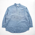 Columbia PFG スーパーボーンヘッドクラシック 長袖フィッシングシャツ XL ライトブルー メッシュ ボタンダウン XM7648