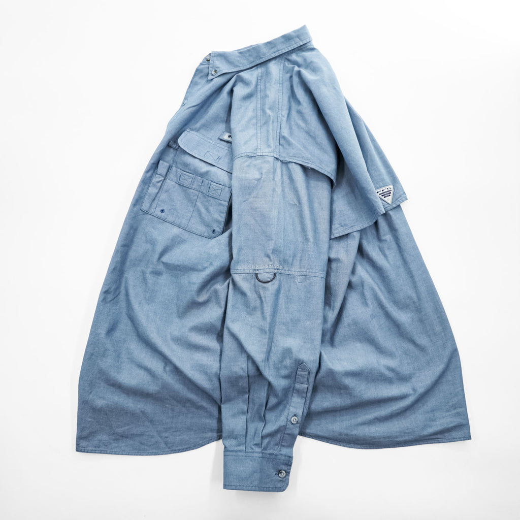 Columbia PFG スーパーボーンヘッドクラシック 長袖フィッシングシャツ XL ライトブルー メッシュ ボタンダウン XM7648