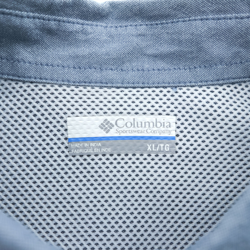 Columbia PFG スーパーボーンヘッドクラシック 長袖フィッシングシャツ XL ライトブルー メッシュ ボタンダウン XM7648
