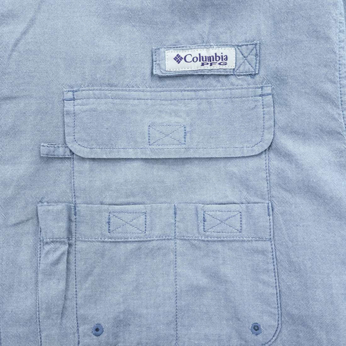 Columbia PFG スーパーボーンヘッドクラシック 長袖フィッシングシャツ XL ライトブルー メッシュ ボタンダウン XM7648