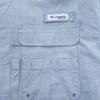 Columbia PFG スーパーボーンヘッドクラシック 長袖フィッシングシャツ XL ライトブルー メッシュ ボタンダウン XM7648