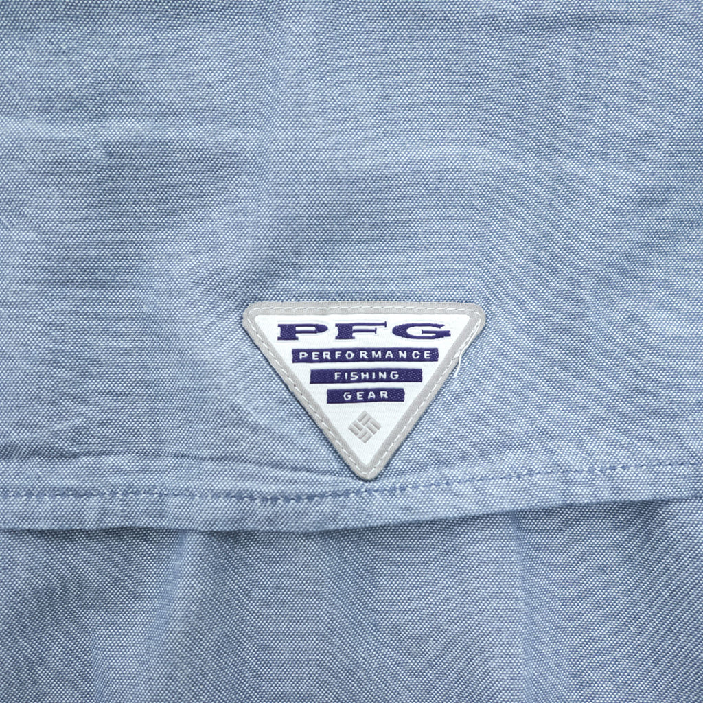 Columbia PFG スーパーボーンヘッドクラシック 長袖フィッシングシャツ XL ライトブルー メッシュ ボタンダウン XM7648