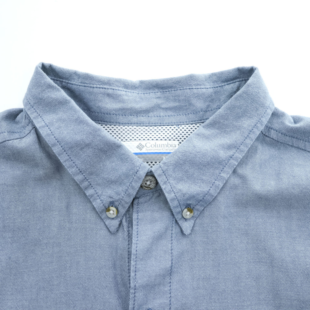 Columbia PFG スーパーボーンヘッドクラシック 長袖フィッシングシャツ XL ライトブルー メッシュ ボタンダウン XM7648