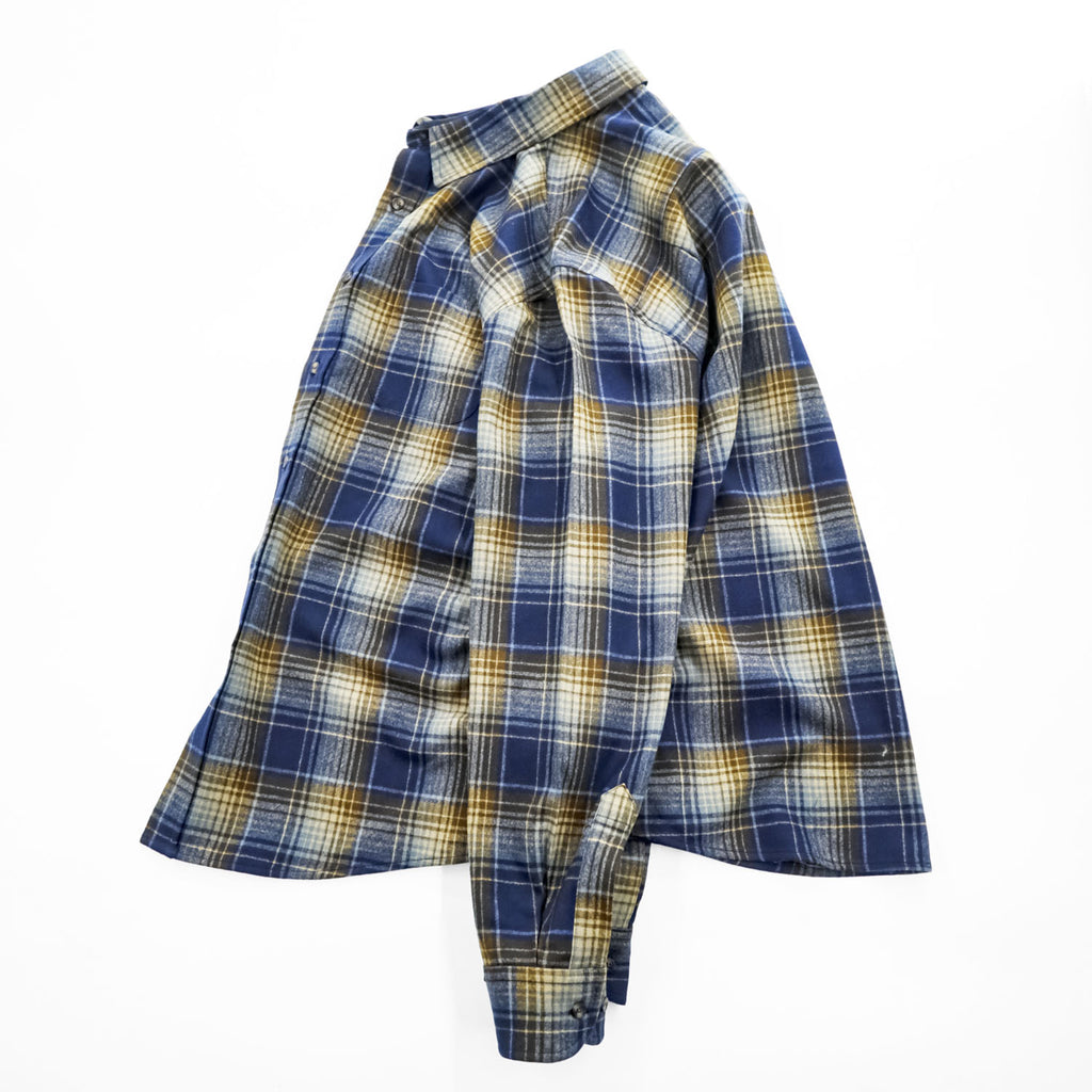 PENDLETON バージンウール LODGE オンブレチェックシャツ XL ネイビー ブラウン 胸ポケット
