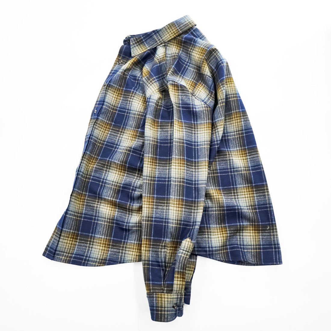 PENDLETON バージンウール LODGE オンブレチェックシャツ XL ネイビー ブラウン 胸ポケット