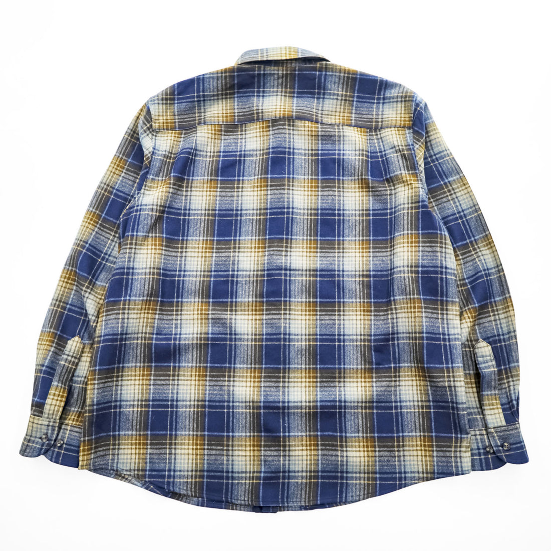PENDLETON バージンウール LODGE オンブレチェックシャツ XL ネイビー ブラウン 胸ポケット