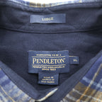 PENDLETON バージンウール LODGE オンブレチェックシャツ XL ネイビー ブラウン 胸ポケット