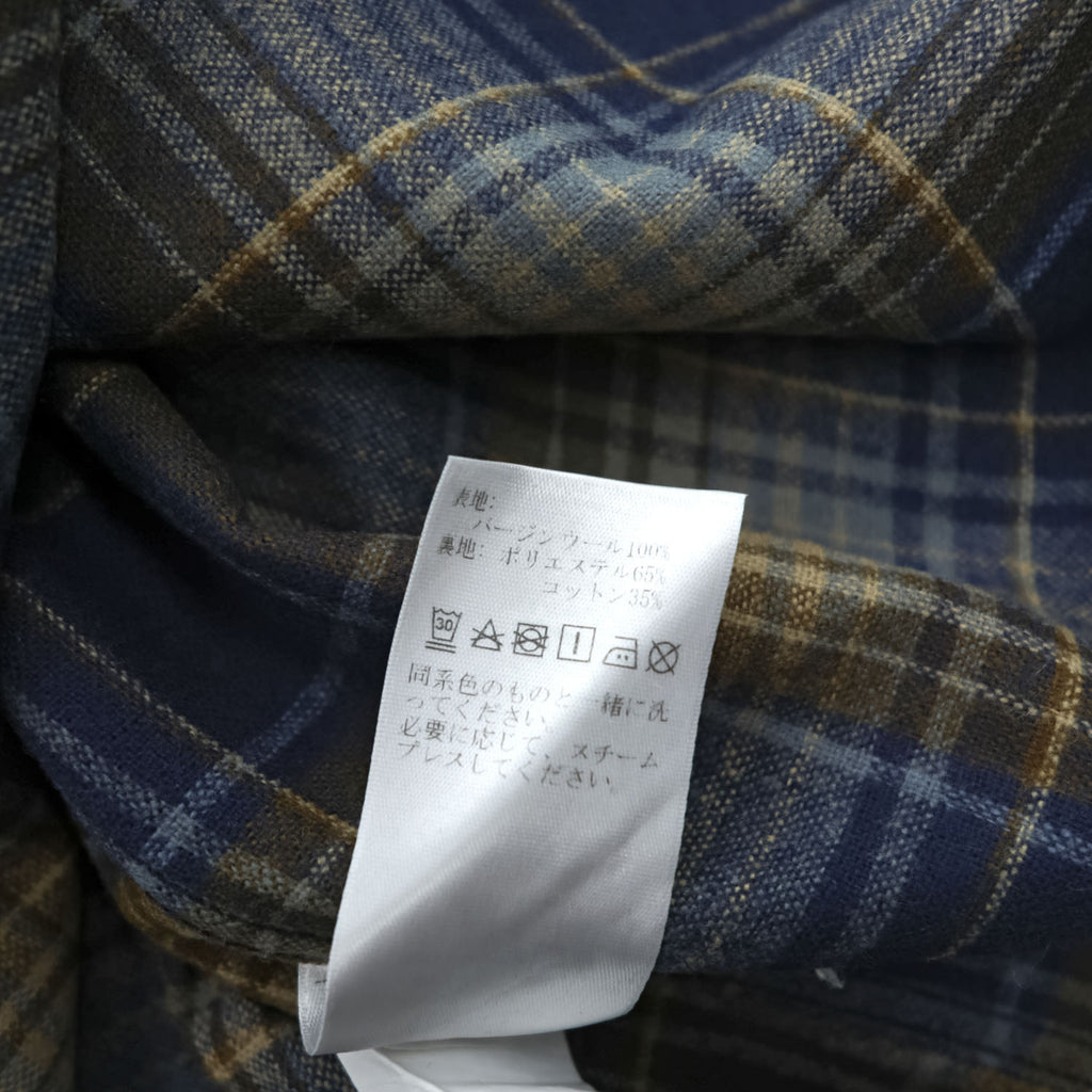 PENDLETON バージンウール LODGE オンブレチェックシャツ XL ネイビー ブラウン 胸ポケット