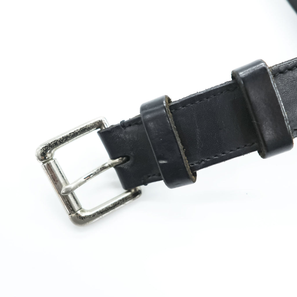 POLO RALPH LAUREN ブラック レザーベルト シルバー バックル スクエア