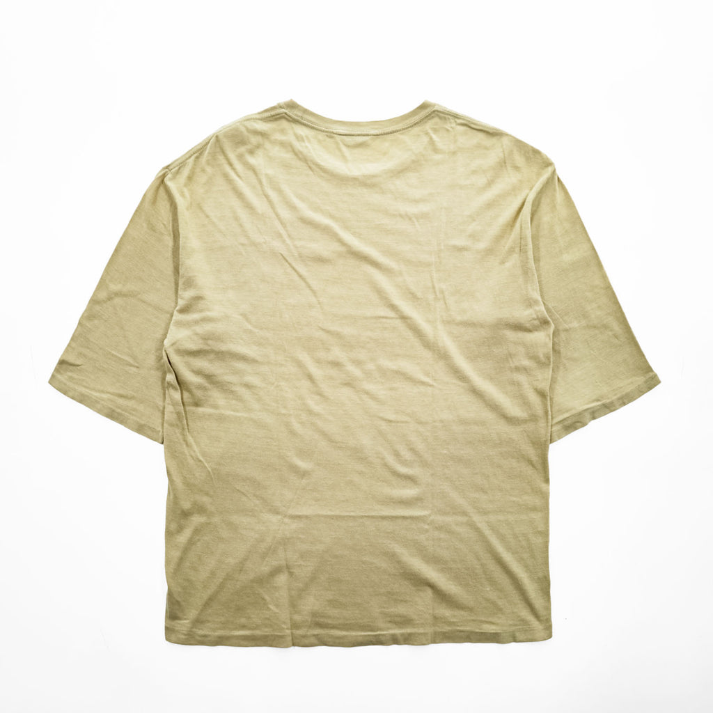 AURALEE 日本製 シームレス クルーネック 5分袖 Tシャツ SEAMLESS CREW NECK HALF SLEEVE TEE M ベージュ シングルステッチ A8ST02ST