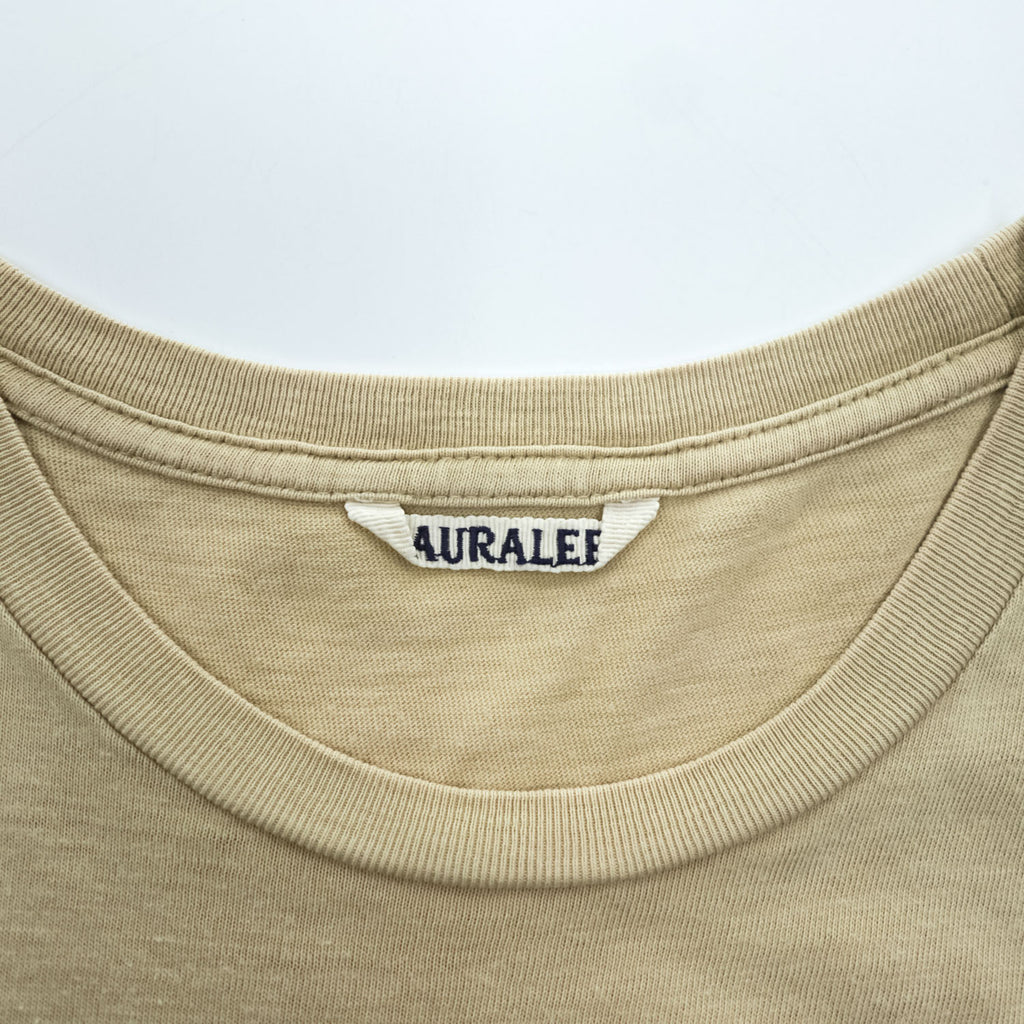 AURALEE 日本製 シームレス クルーネック 5分袖 Tシャツ SEAMLESS CREW NECK HALF SLEEVE TEE M ベージュ シングルステッチ A8ST02ST