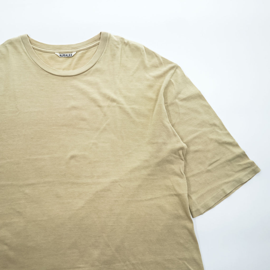 AURALEE 日本製 シームレス クルーネック 5分袖 Tシャツ SEAMLESS CREW NECK HALF SLEEVE TEE M ベージュ シングルステッチ A8ST02ST