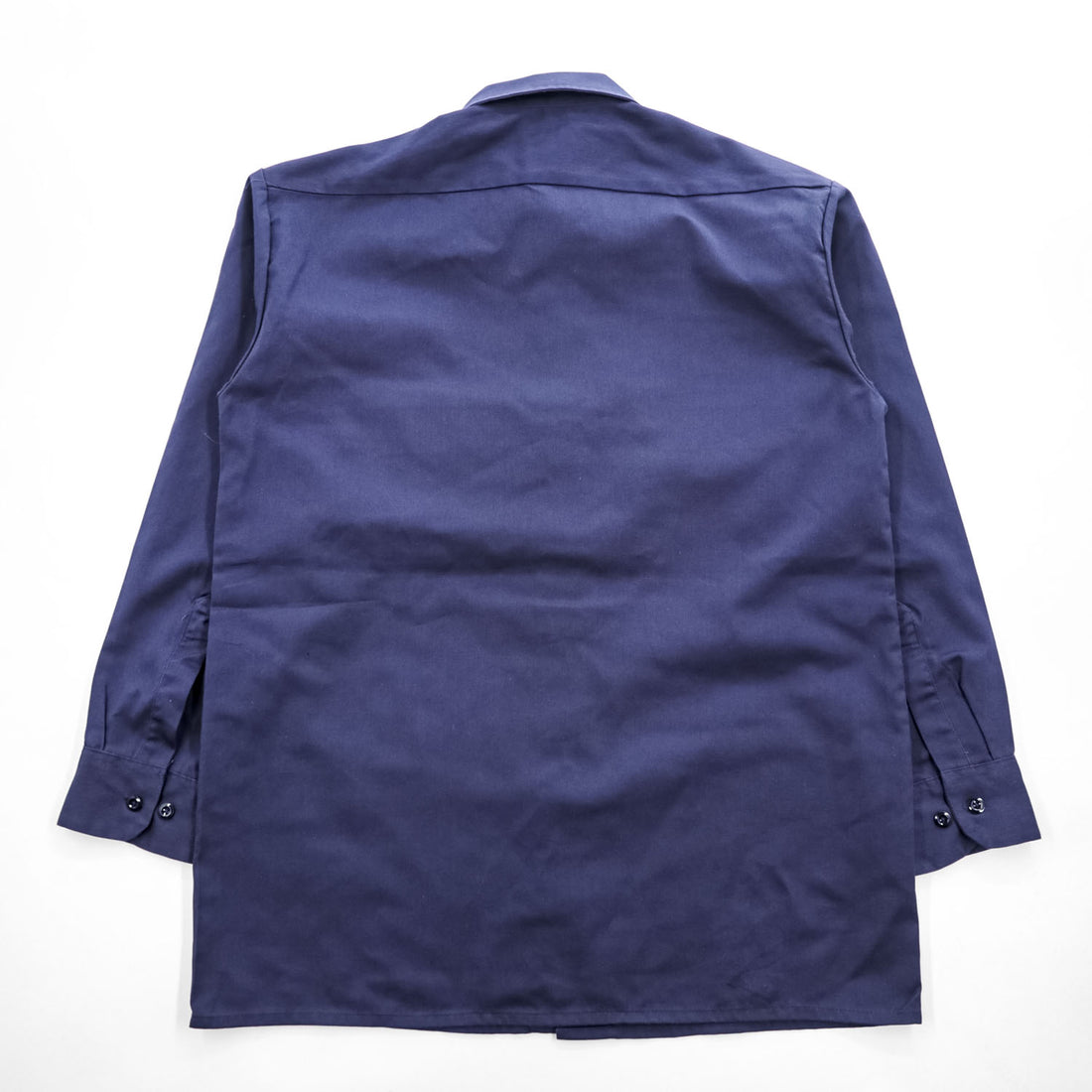 Dickies 長袖ワークシャツ M ネイビー ボックスシルエット フラップ ダブルポケット