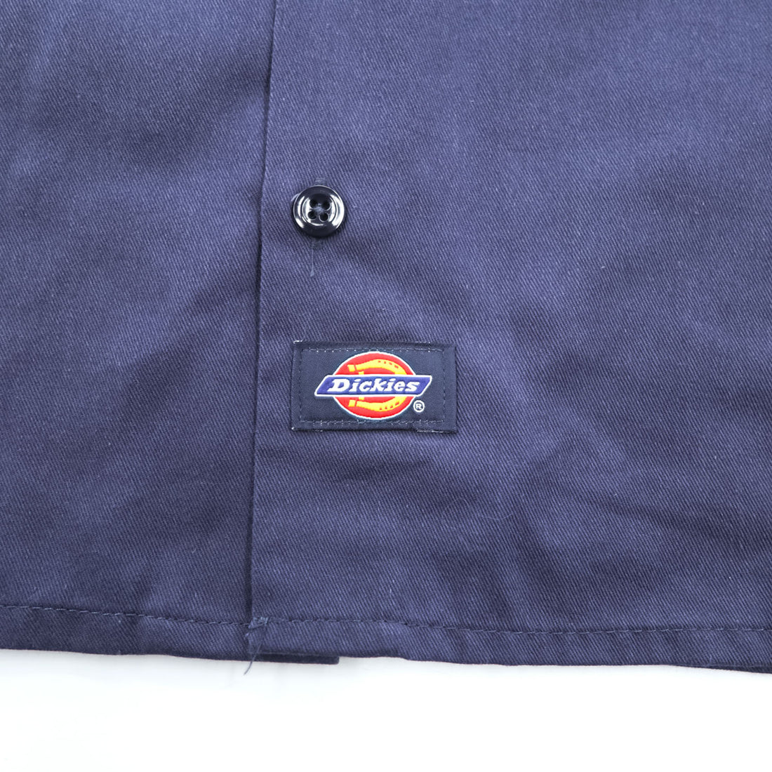 Dickies 長袖ワークシャツ M ネイビー ボックスシルエット フラップ ダブルポケット