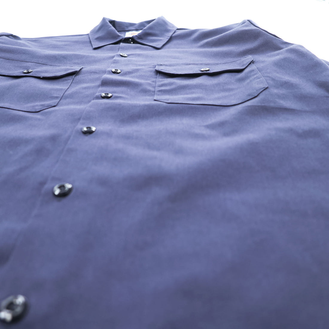 Dickies 長袖ワークシャツ M ネイビー ボックスシルエット フラップ ダブルポケット