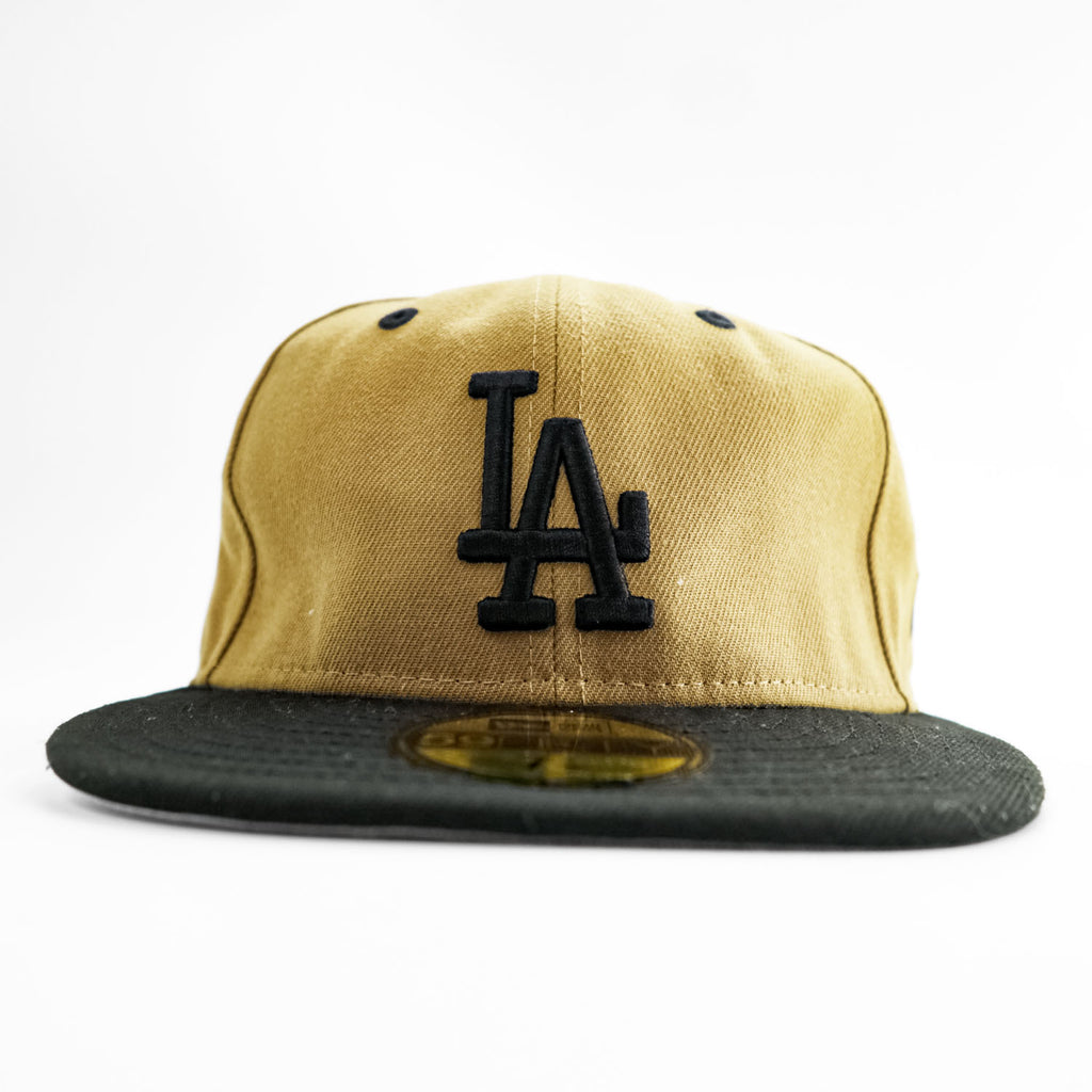 NEW ERA 59FIFTY ロサンゼルス・ドジャース LAロゴ フィッテッドキャップ 7 1/2 ベージュ ブラック