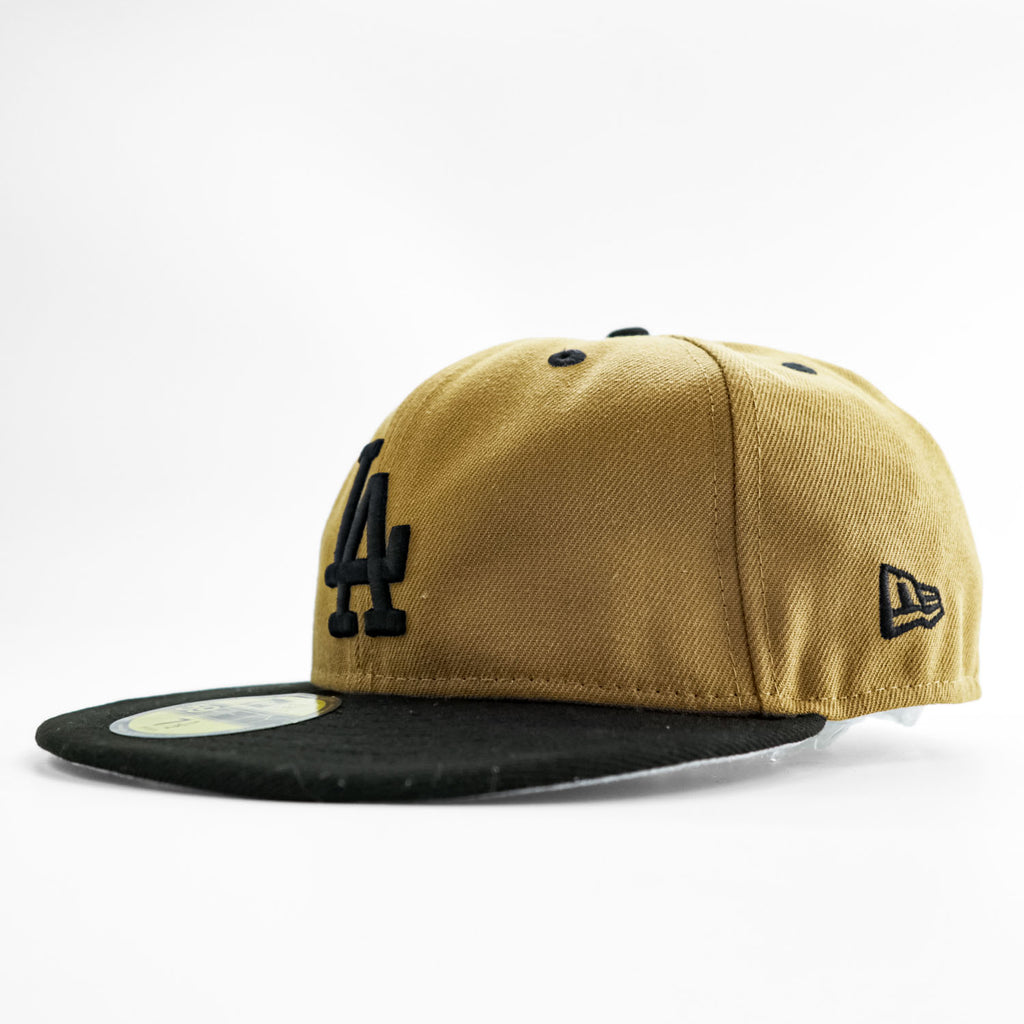 NEW ERA 59FIFTY ロサンゼルス・ドジャース LAロゴ フィッテッドキャップ 7 1/2 ベージュ ブラック