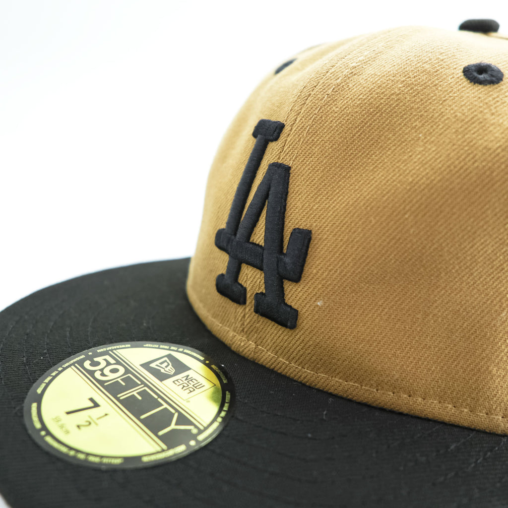 NEW ERA 59FIFTY ロサンゼルス・ドジャース LAロゴ フィッテッドキャップ 7 1/2 ベージュ ブラック