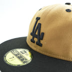 NEW ERA 59FIFTY ロサンゼルス・ドジャース LAロゴ フィッテッドキャップ 7 1/2 ベージュ ブラック