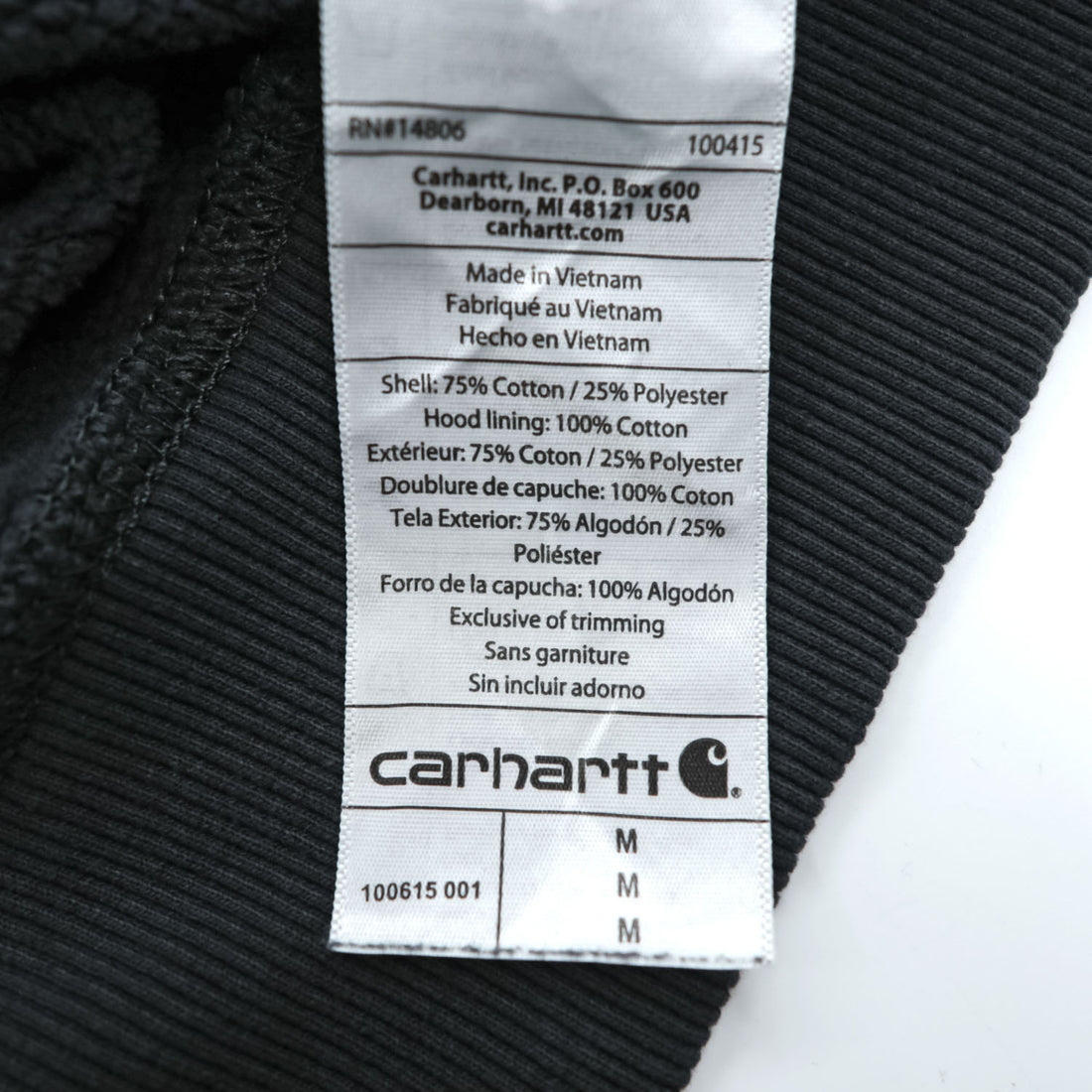 carhartt プルオーバー パーカー RAIN DEFFENDER ヘビーウェイト M ブラック 裏起毛 LOOSE FIT カンガルーポケット 100615 001