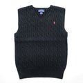 POLO RALPH LAUREN Cable-Knit V-Neck Vest Black M (10-12)