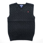 POLO RALPH LAUREN Cable-Knit V-Neck Vest Black M (10-12)