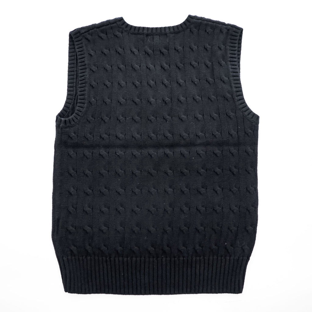 POLO RALPH LAUREN Cable-Knit V-Neck Vest Black M (10-12)