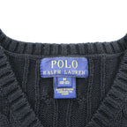POLO RALPH LAUREN Cable-Knit V-Neck Vest Black M (10-12)