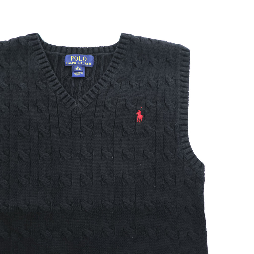 POLO RALPH LAUREN Cable-Knit V-Neck Vest Black M (10-12)