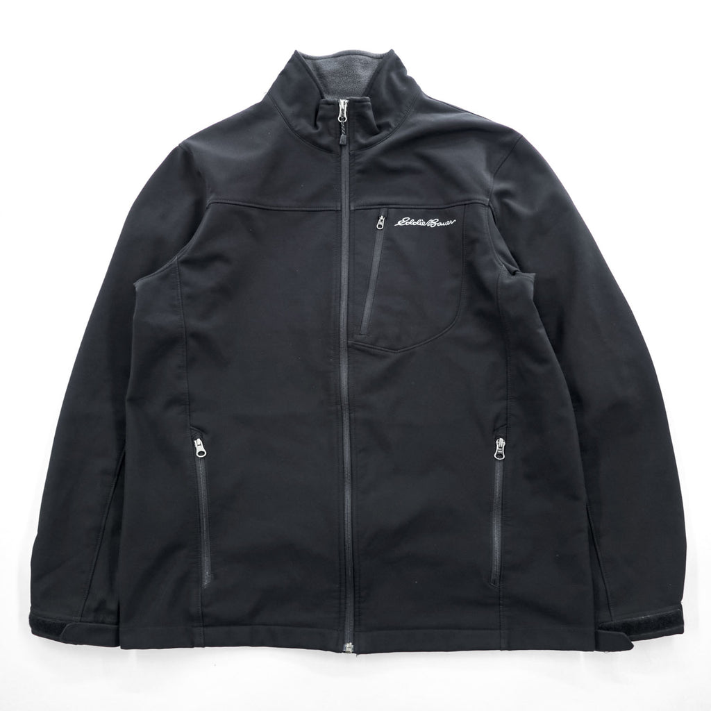 Eddie Bauer Men's Soft Shell Jacket Black Fleece Lined Full Zip Size L Outdoor