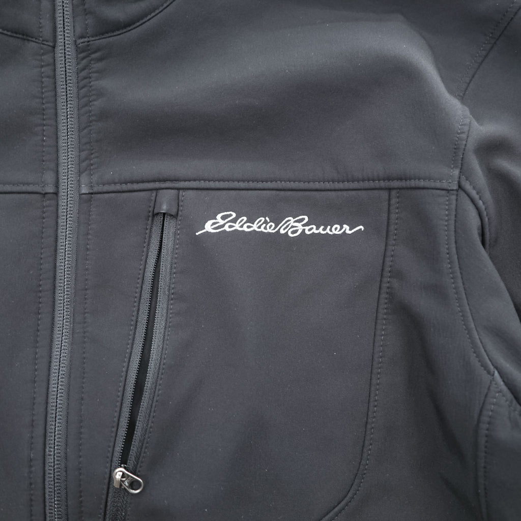 Eddie Bauer Men's Soft Shell Jacket Black Fleece Lined Full Zip Size L Outdoor