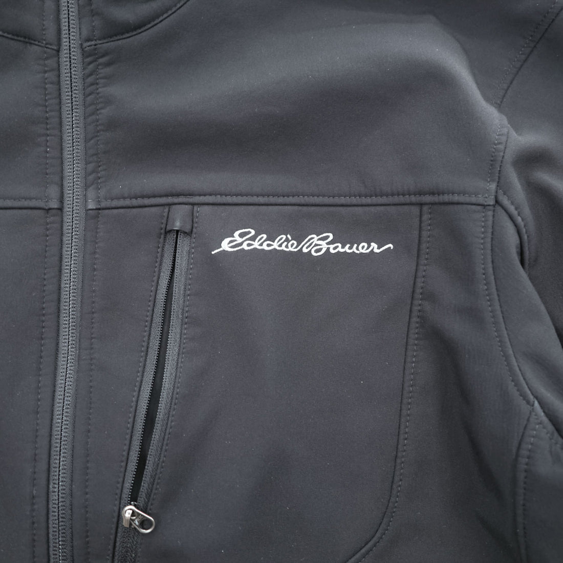 Eddie Bauer Men's Soft Shell Jacket Black Fleece Lined Full Zip Size L Outdoor