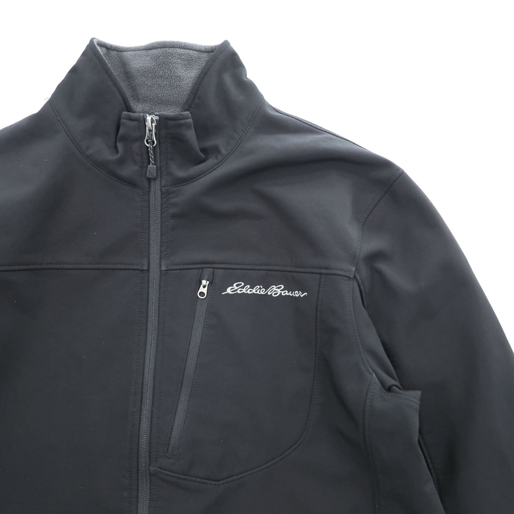 Eddie Bauer Men's Soft Shell Jacket Black Fleece Lined Full Zip Size L Outdoor