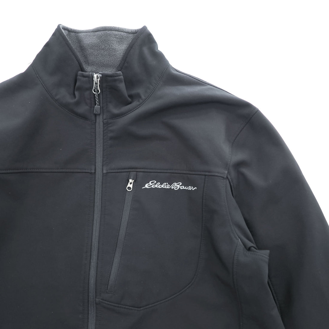 Eddie Bauer Men's Soft Shell Jacket Black Fleece Lined Full Zip Size L Outdoor