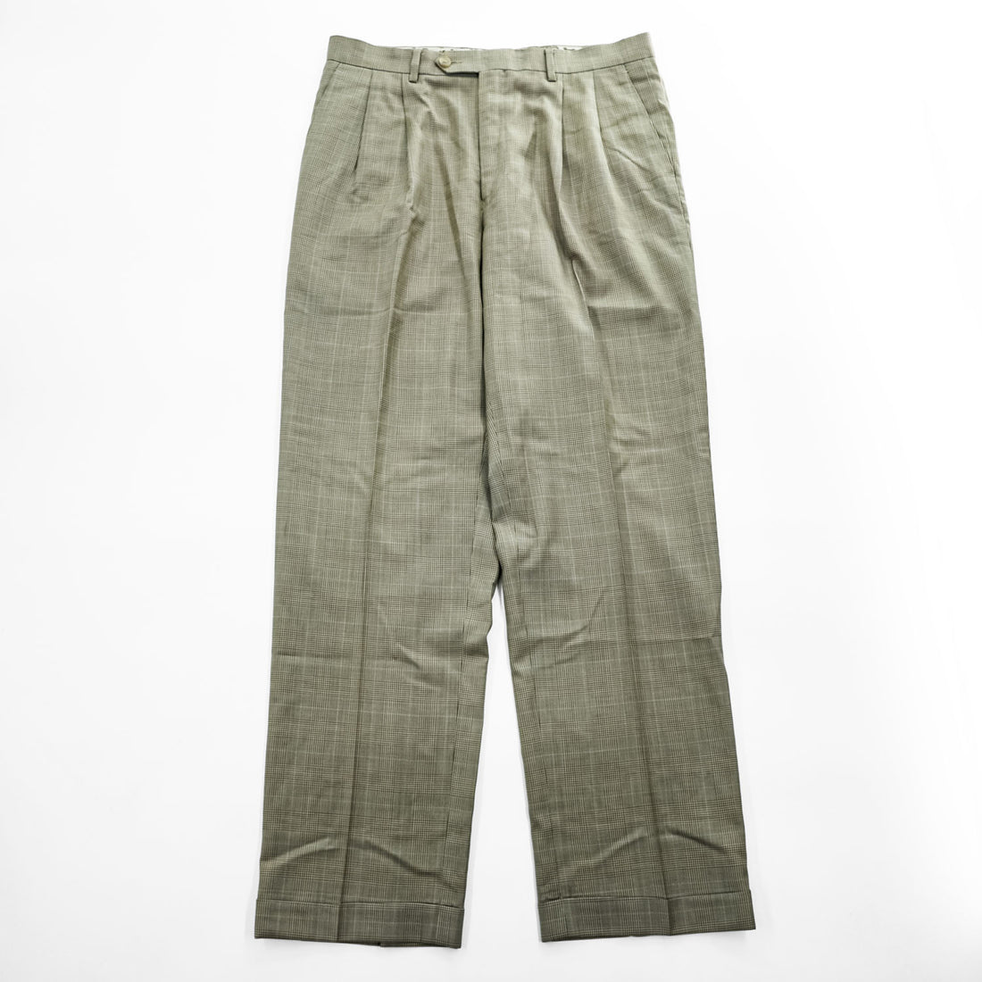 LAUREN RALPH LAUREN 90年代 グレンチェック スラックス パンツ L ベージュ 2タック プリーツ ダブルカフス