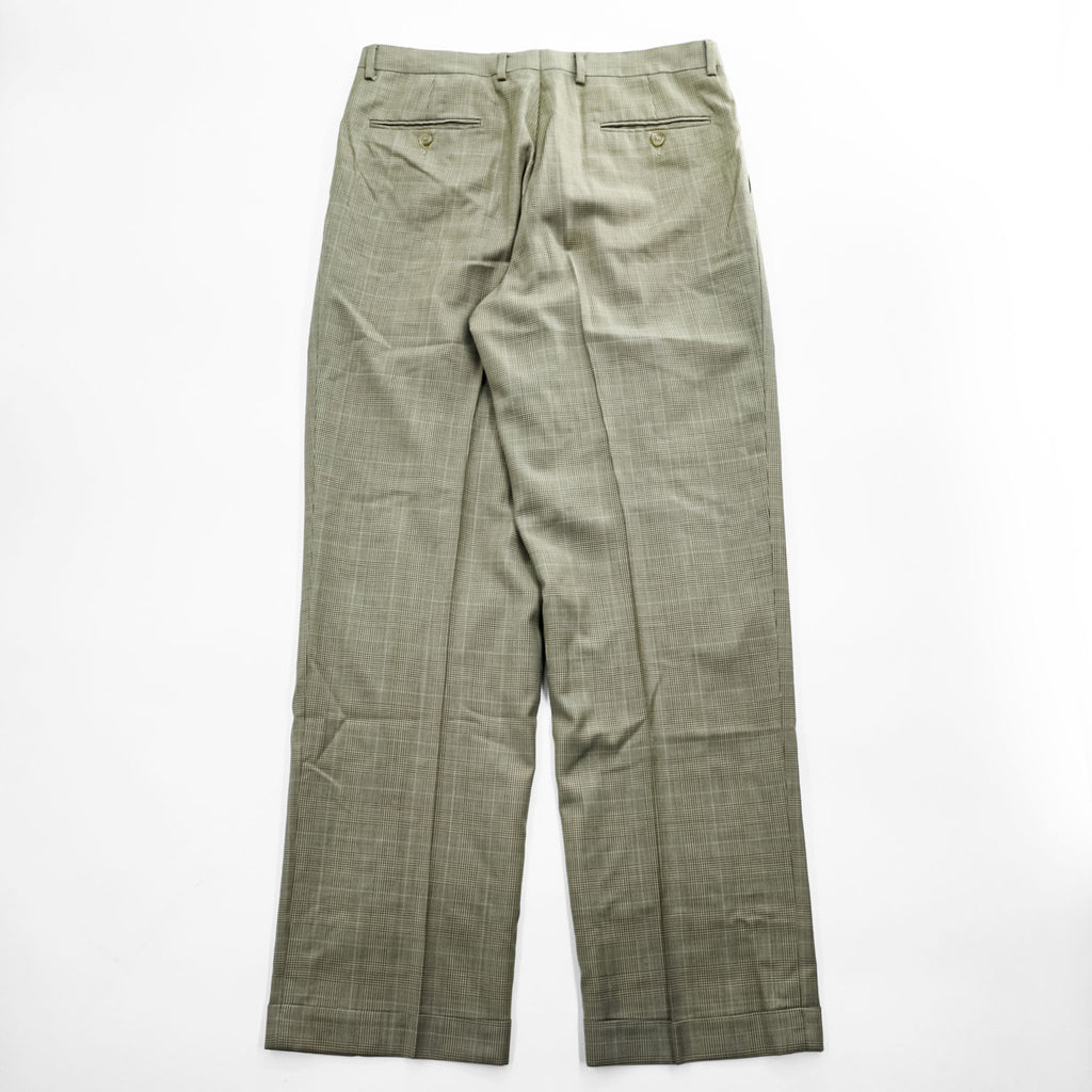 LAUREN RALPH LAUREN 90年代 グレンチェック スラックス パンツ L ベージュ 2タック プリーツ ダブルカフス