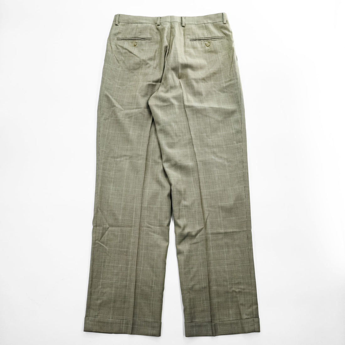 LAUREN RALPH LAUREN 90年代 グレンチェック スラックス パンツ L ベージュ 2タック プリーツ ダブルカフス