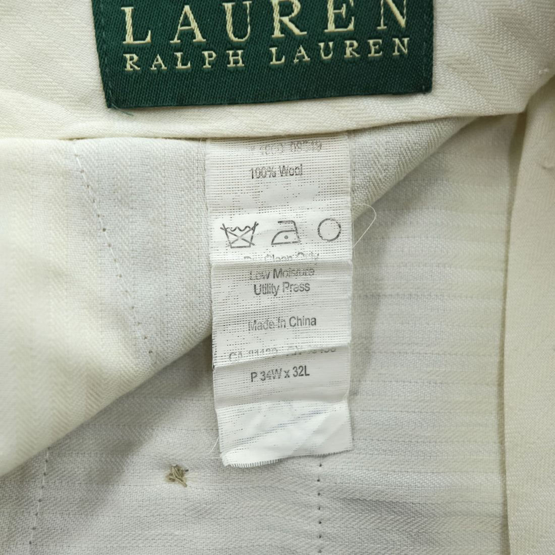 LAUREN RALPH LAUREN 90年代 グレンチェック スラックス パンツ L ベージュ 2タック プリーツ ダブルカフス