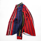 Vintage Ralph Lauren Multicolor Panel Stripe Button Down Shirt Pony Cotton XL Red Navy