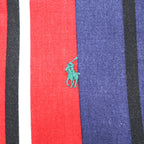 Vintage Ralph Lauren Multicolor Panel Stripe Button Down Shirt Pony Cotton XL Red Navy