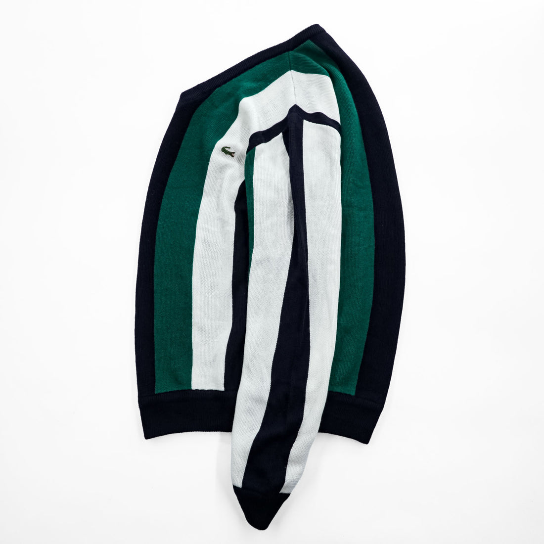 CHEMISE LACOSTE フランス製 80年代 ヴィンテージ Vネック ニット セーター L マルチストライプ
