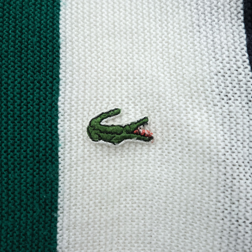 CHEMISE LACOSTE フランス製 80年代 ヴィンテージ Vネック ニット セーター L マルチストライプ