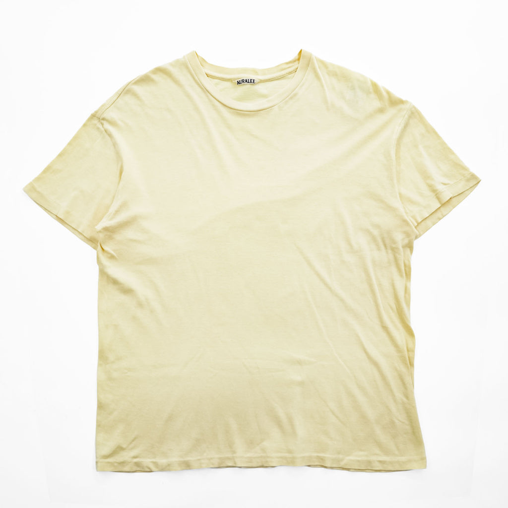 AURALEE 日本製 シームレス クルーネック Tシャツ M イエロー Seamless Crew Neck Tee A00T01ST